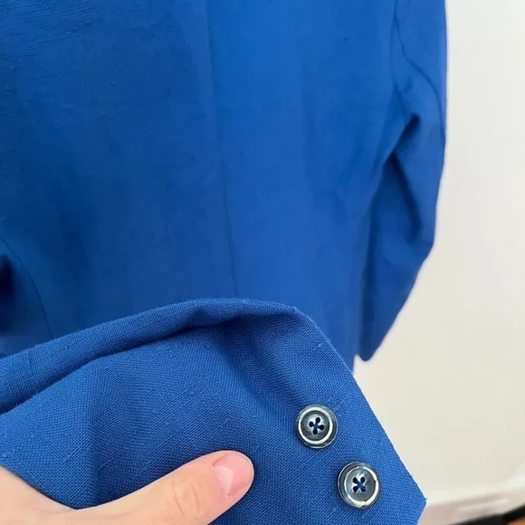 Vintage Womens Blue Linen Blazer - Picture 4 of 4